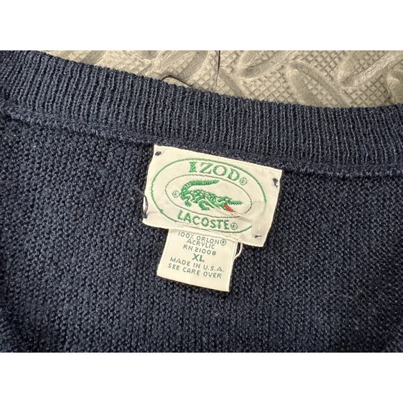VINTAGE Izod Lacoste Sweater Adult Extra Large Blue Knit Golf Golfing Casual Men - Picture 11 of 12